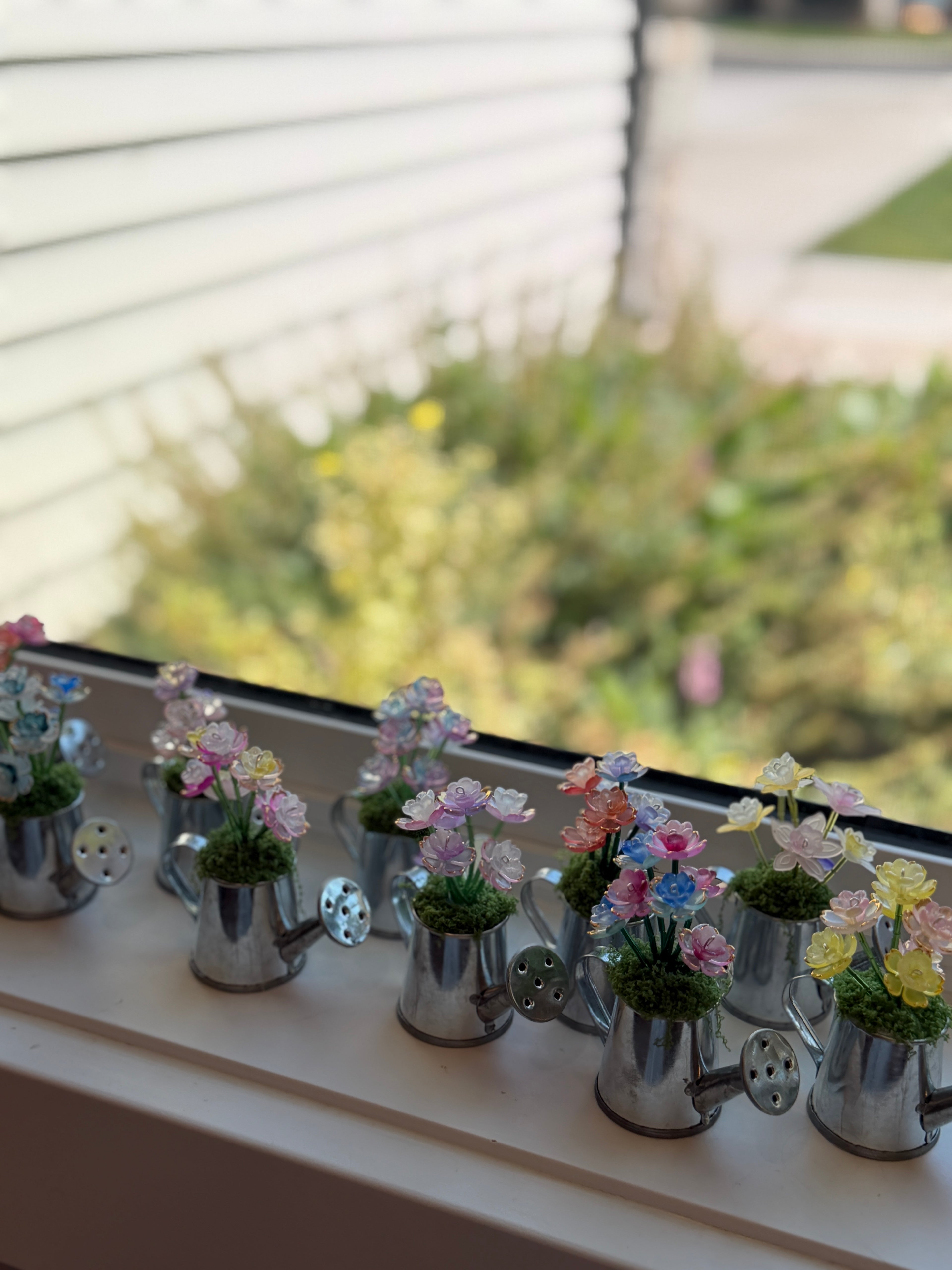 Mini Watering Can Beaded Plant