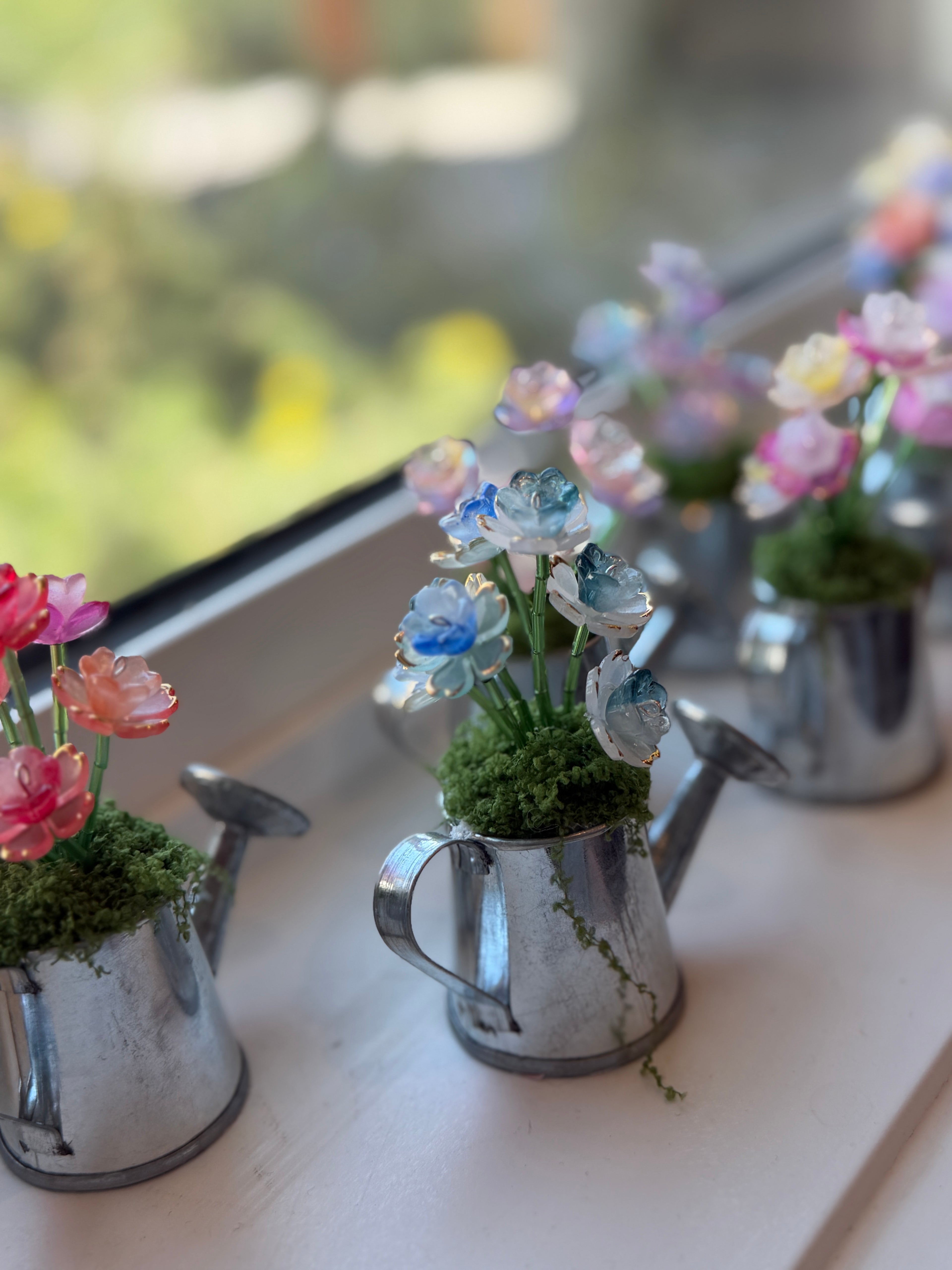 Mini Watering Can Beaded Plant