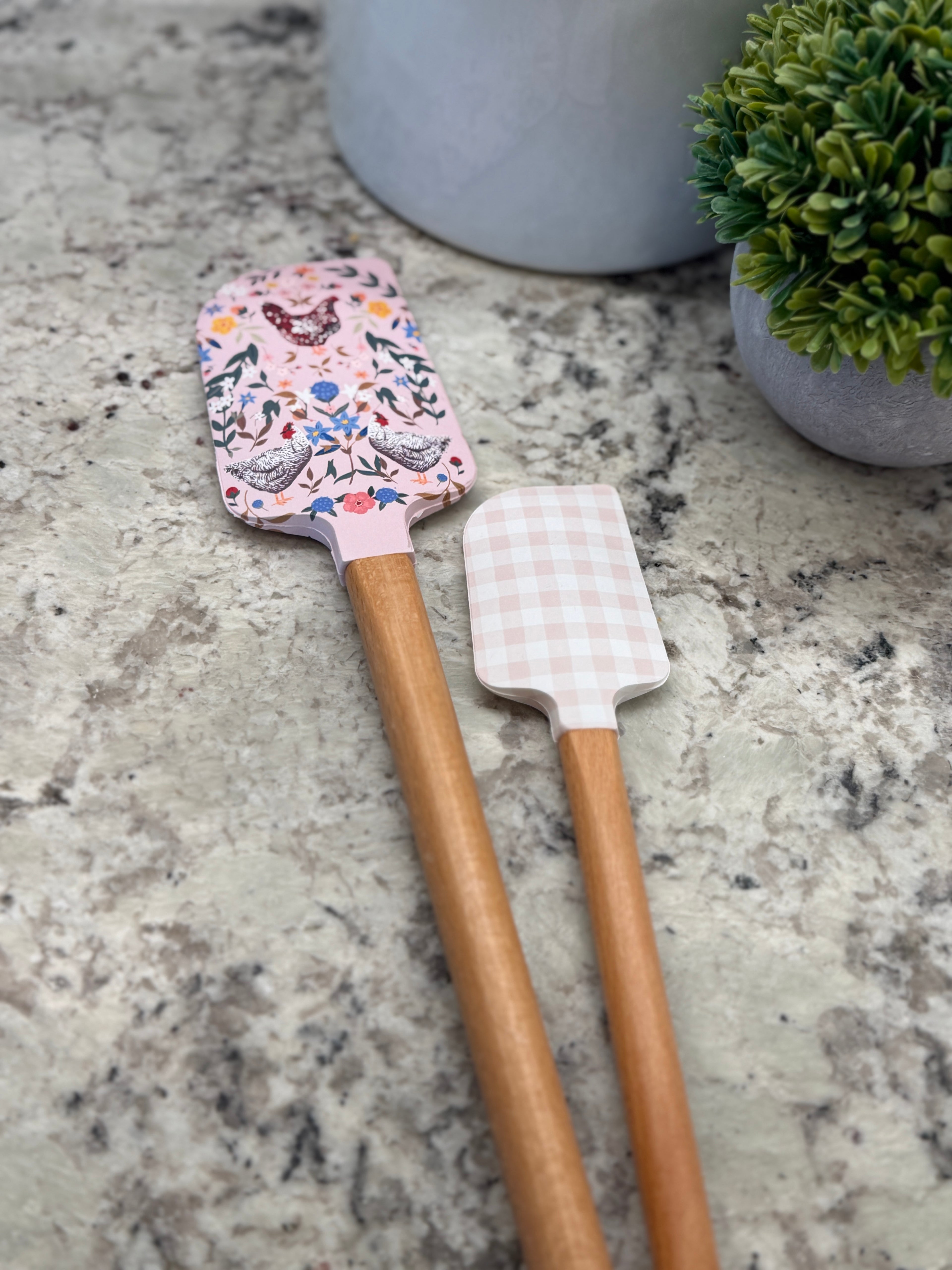 Chicken & Flowers Silicone Kitchen Spatulas - Set of 2