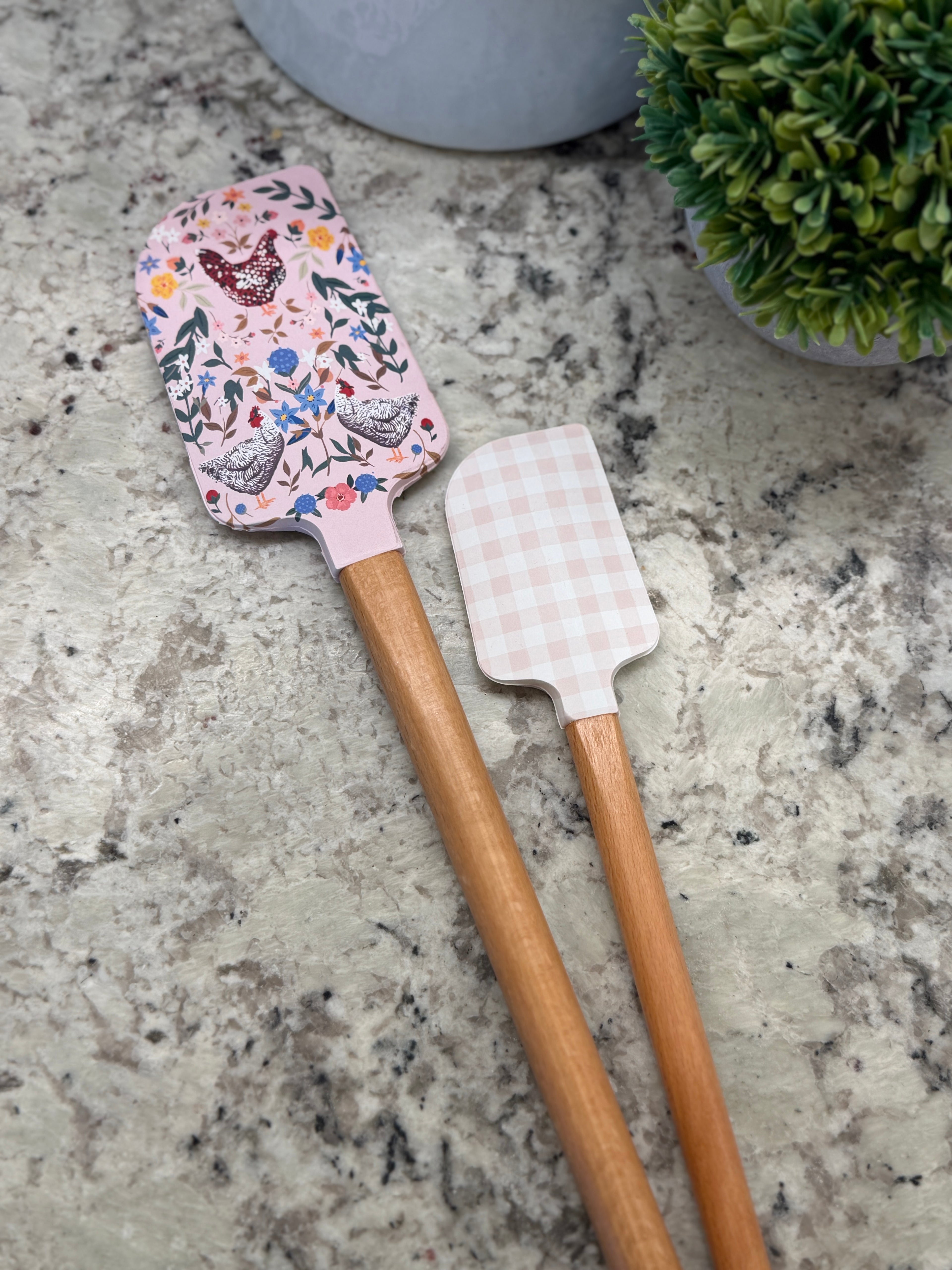 Chicken & Flowers Silicone Kitchen Spatulas - Set of 2