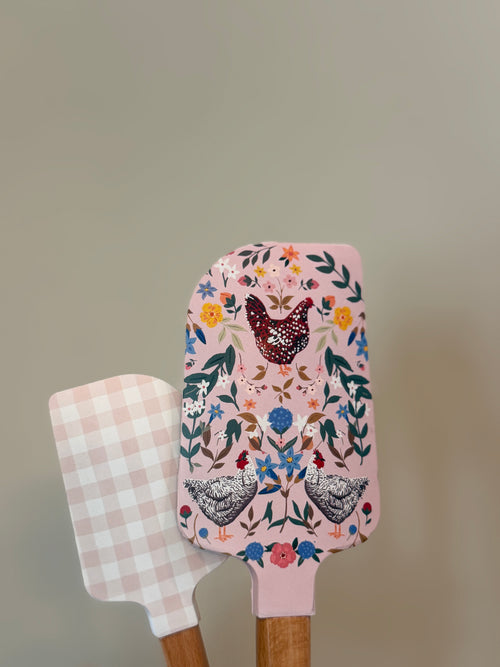 Chicken & Flowers Silicone Kitchen Spatulas - Set of 2