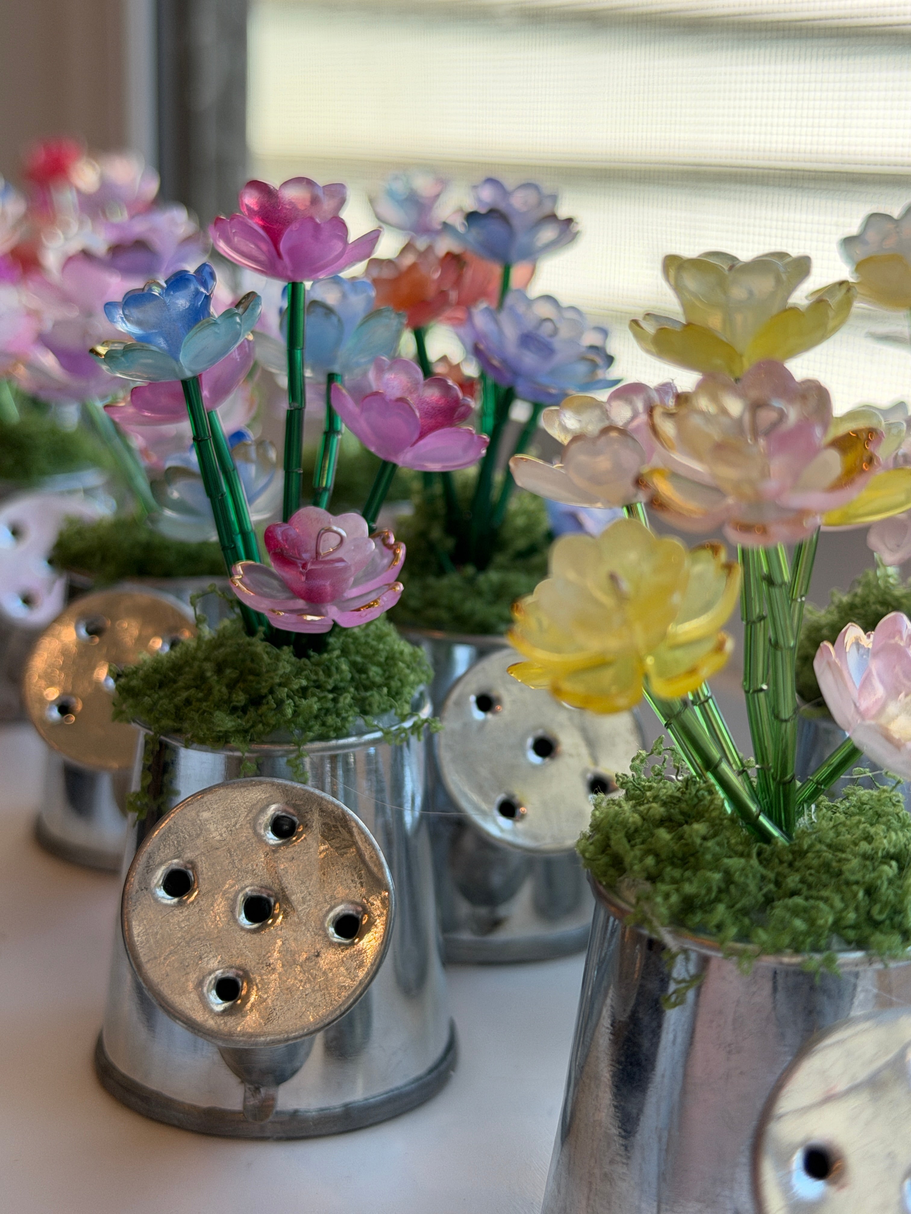 Mini Watering Can Beaded Plant