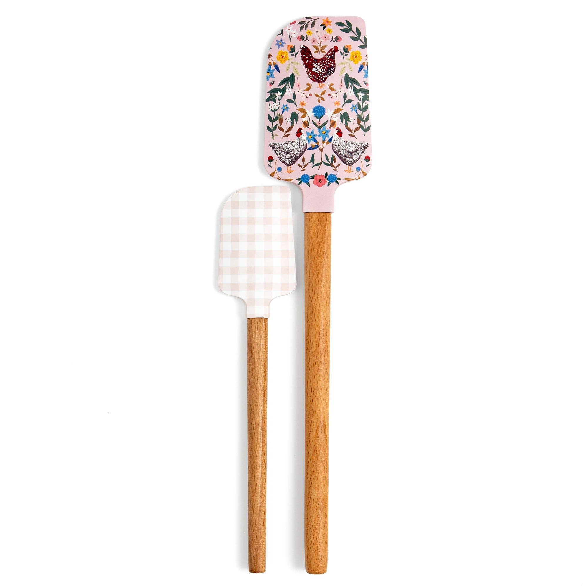 Chicken & Flowers Silicone Kitchen Spatulas - Set of 2