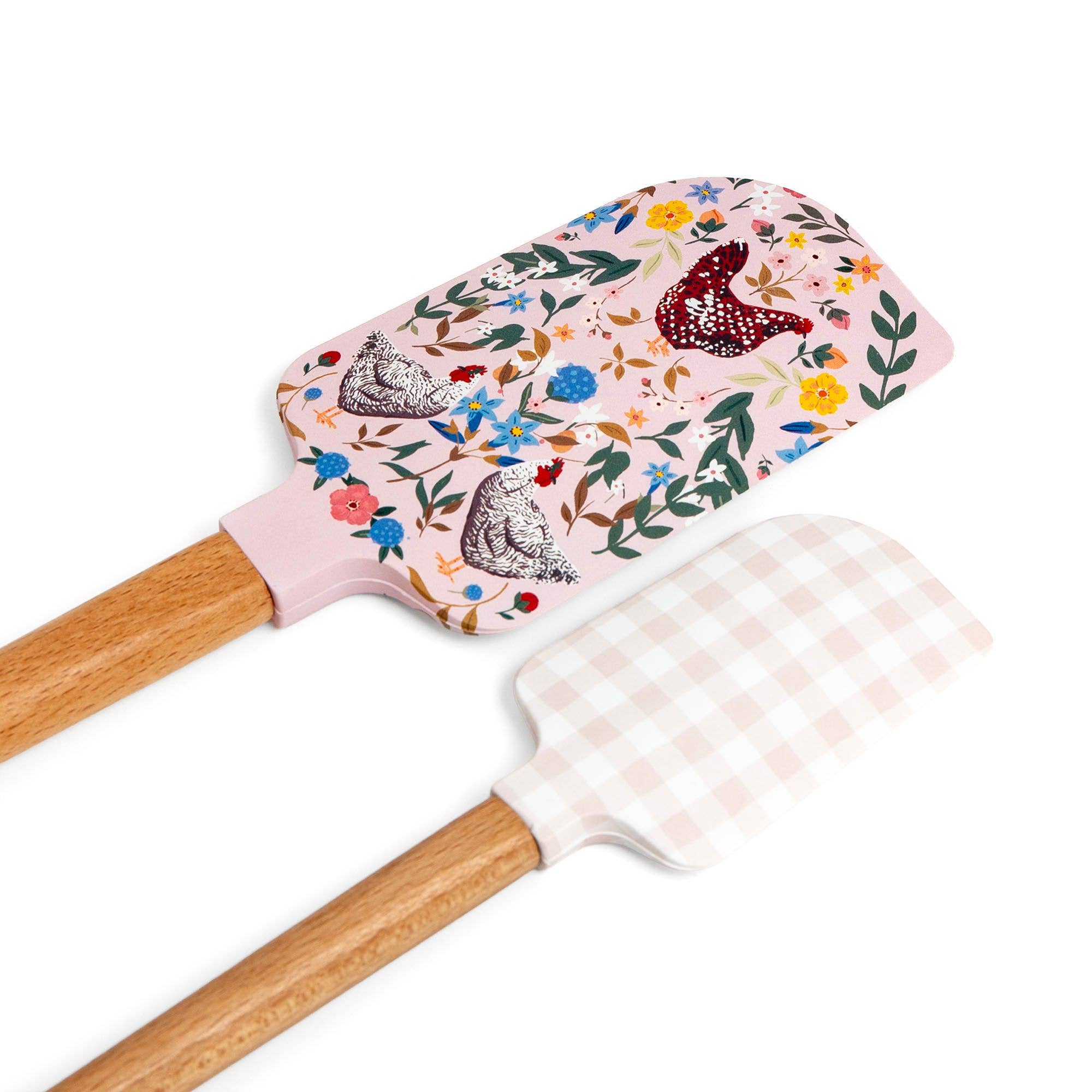 Chicken & Flowers Silicone Kitchen Spatulas - Set of 2