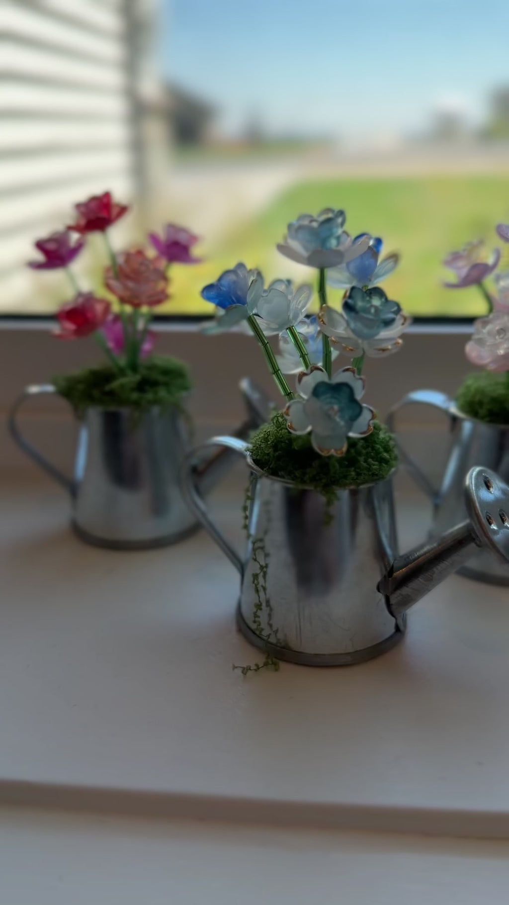Mini Watering Can Beaded Plant