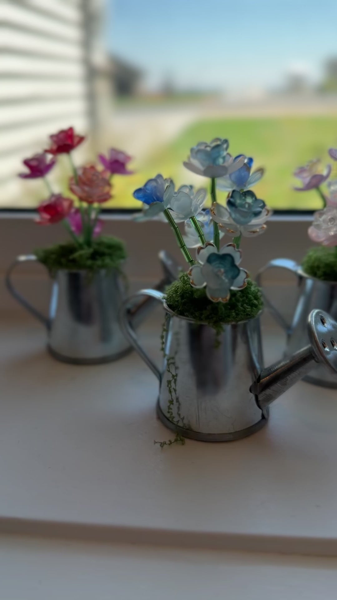 Mini Watering Can Beaded Plant
